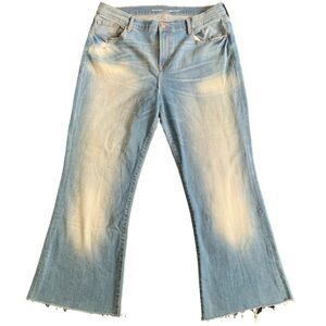 Old Navy High Rise Flare Blue Denim Frayed Jeans Size 16